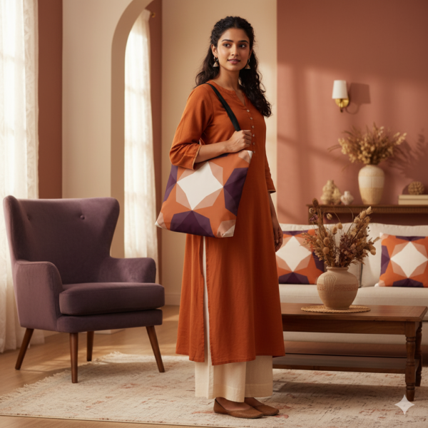 Wine Cellar Diamond Motif Tote Bag