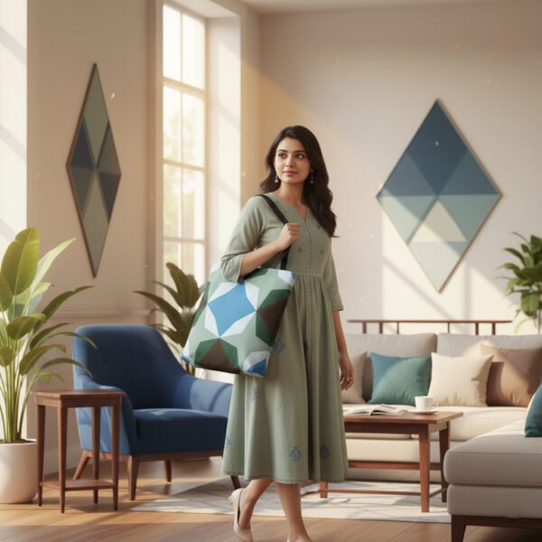 Evergreen Pine Diamond Motif Tote Bag