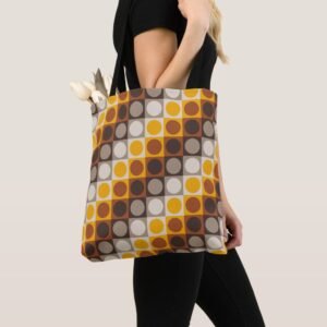 Amber Flame Polka Grid Tote Bag