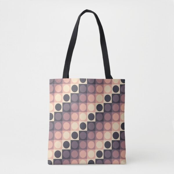Coffee Cream Polka Grid Tote Bag - Image 3