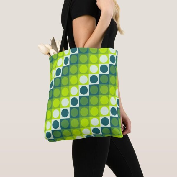 Verdant Polka Grid Tote Bag - Image 3
