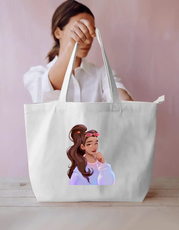 Stylish Girl Pony Tail Everyday Large Tote Bag