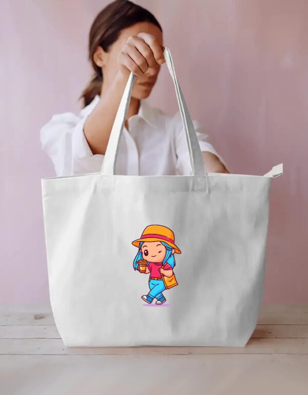 Cute Girl Coffee Everyday Large Tote Bag