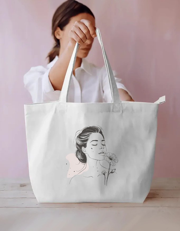 Girl Silhouette 1 Everyday Large Tote Bag - Image 3