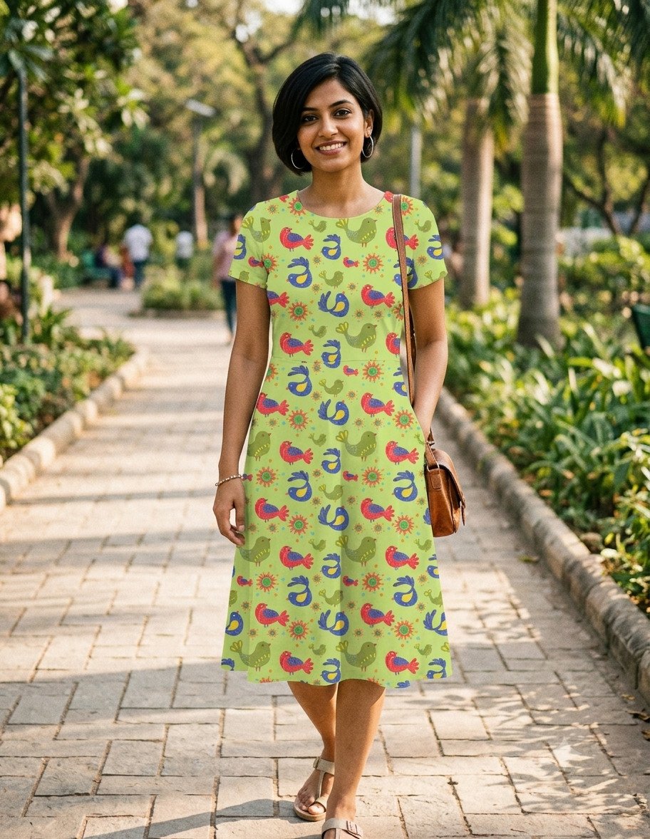 Birds1 Women A Line Dress - Image 1