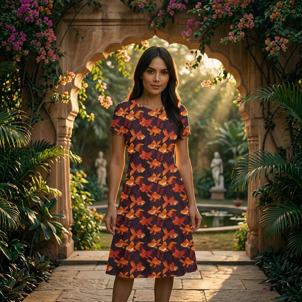 Fishes_Dark_Classic Women A Line Dress - Image 1