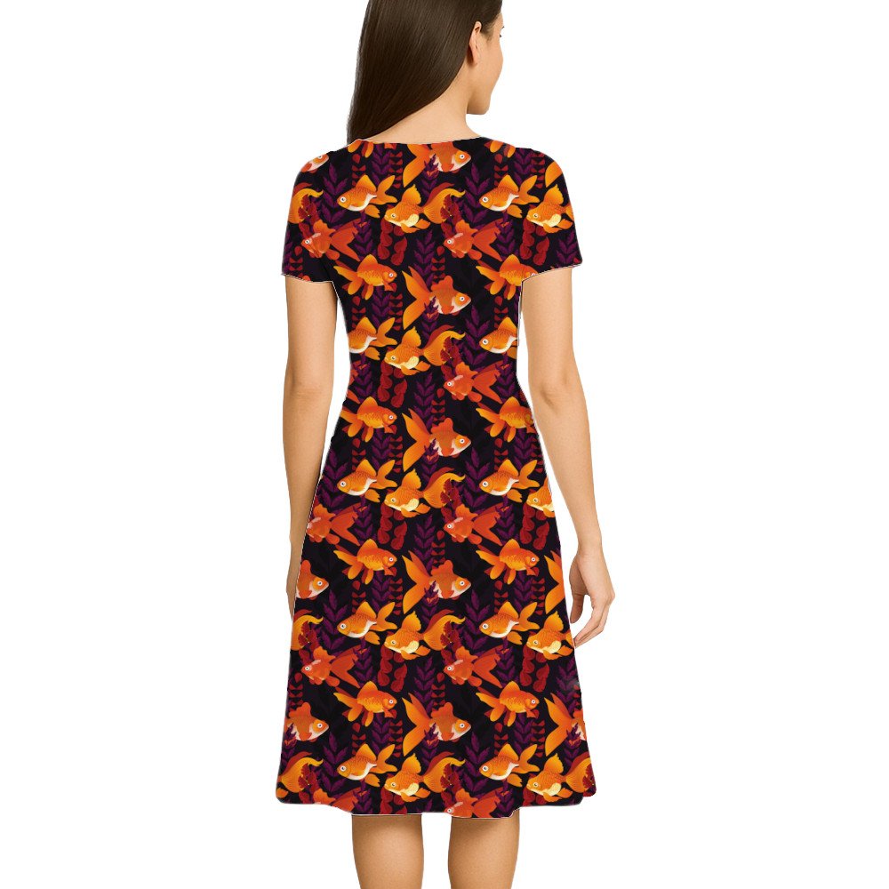 Fishes_Dark_Classic Women A Line Dress - Image 2