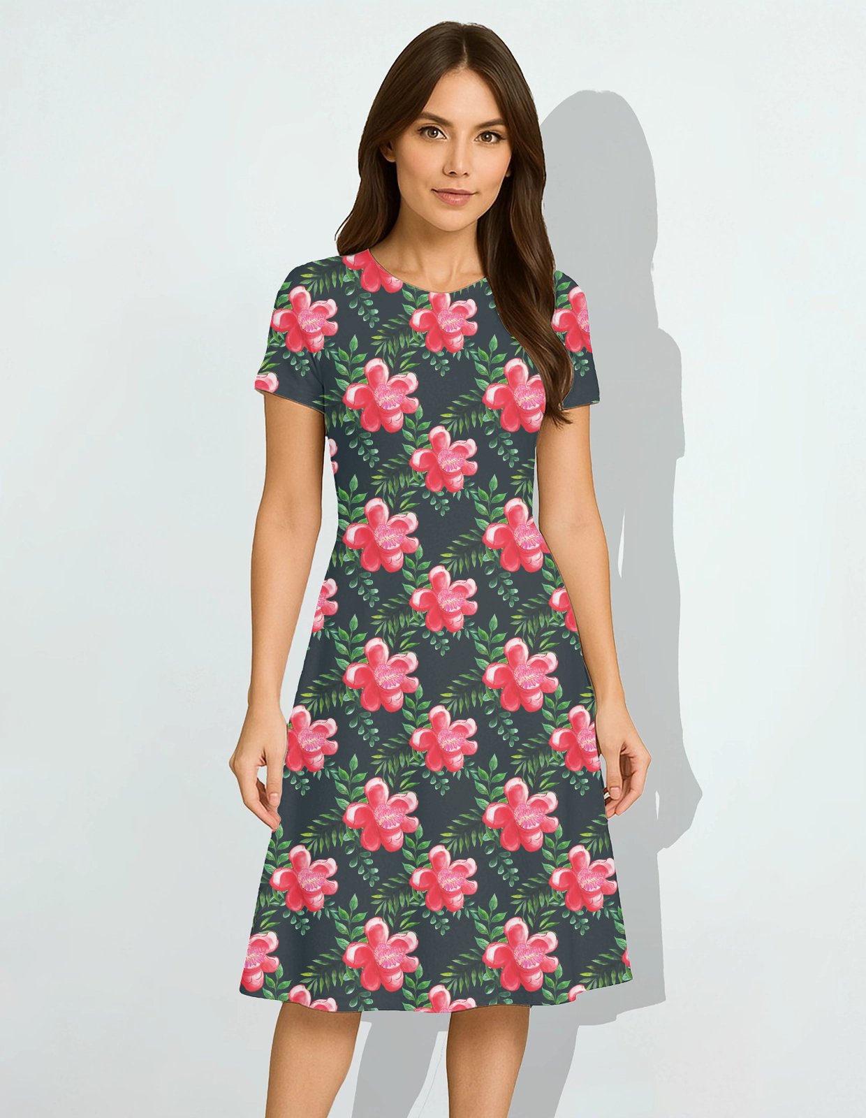 Floral-10 Women A Line Dress - Image 1