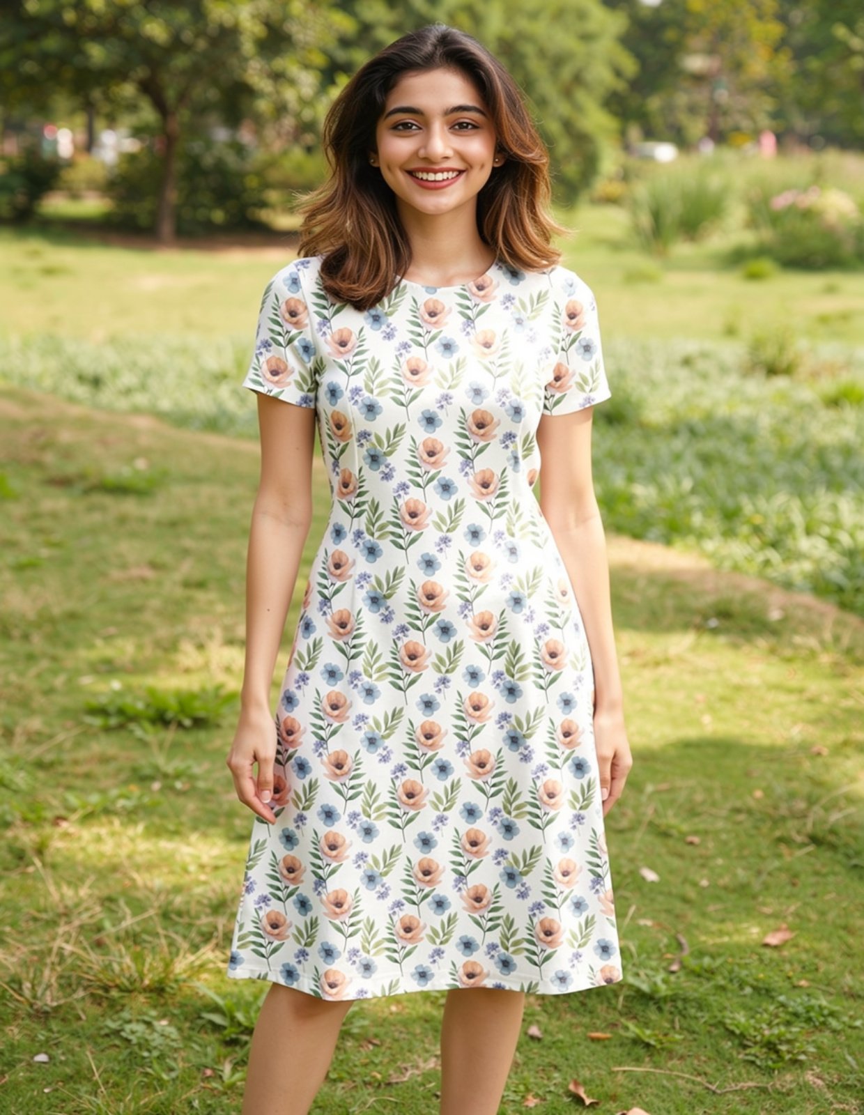 Floral-summer Women A Line Dress - Image 1