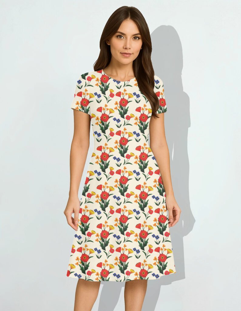 Petals1 Women A Line Dress