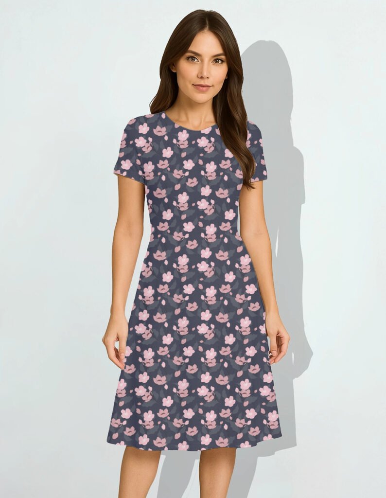 Retro-Handdrawn Women A Line Dress