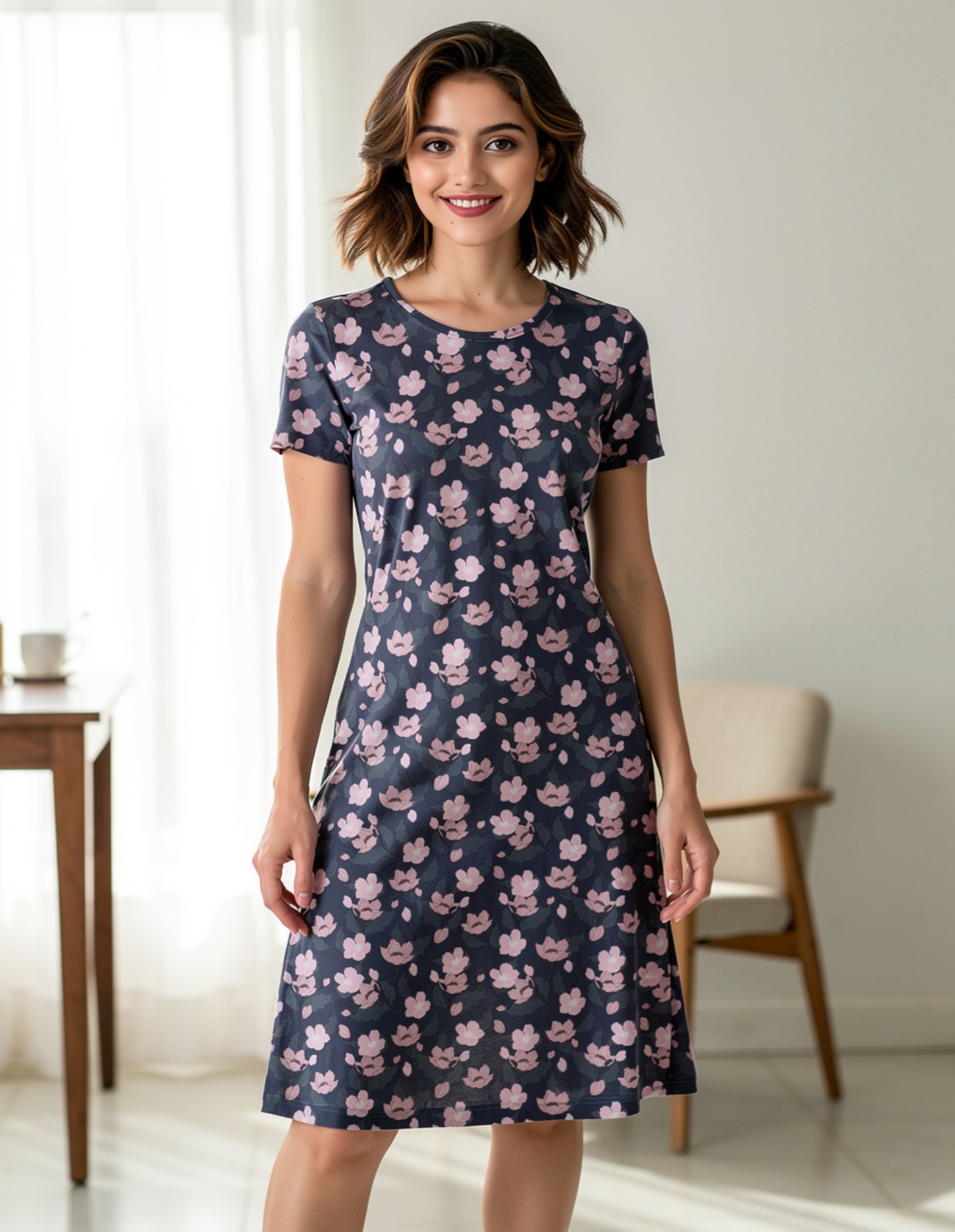 Retro-Handdrawn Women A Line Dress - Image 1