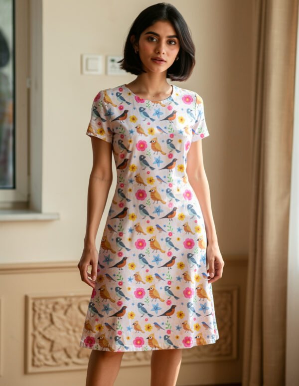 Spring-Birds-2 Women A Line Dress