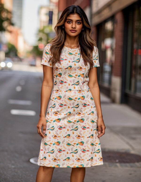 Spring-Birds Women A Line Dress