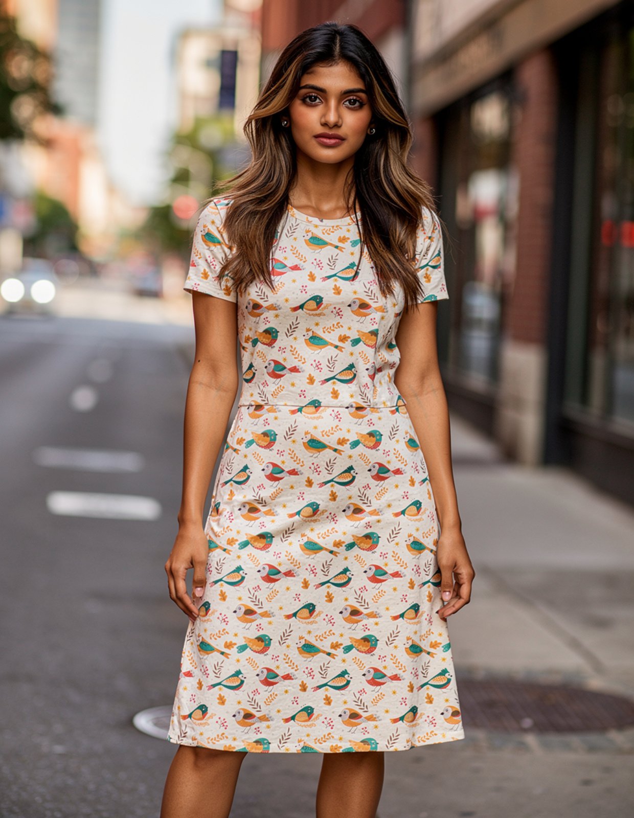 Spring-Birds Women A Line Dress - Image 1