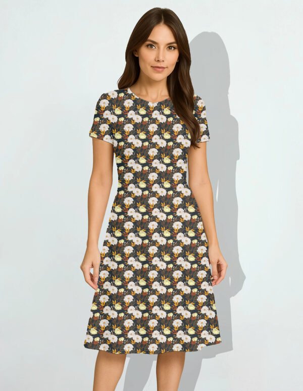 Vintage-Floral Women A Line Dress