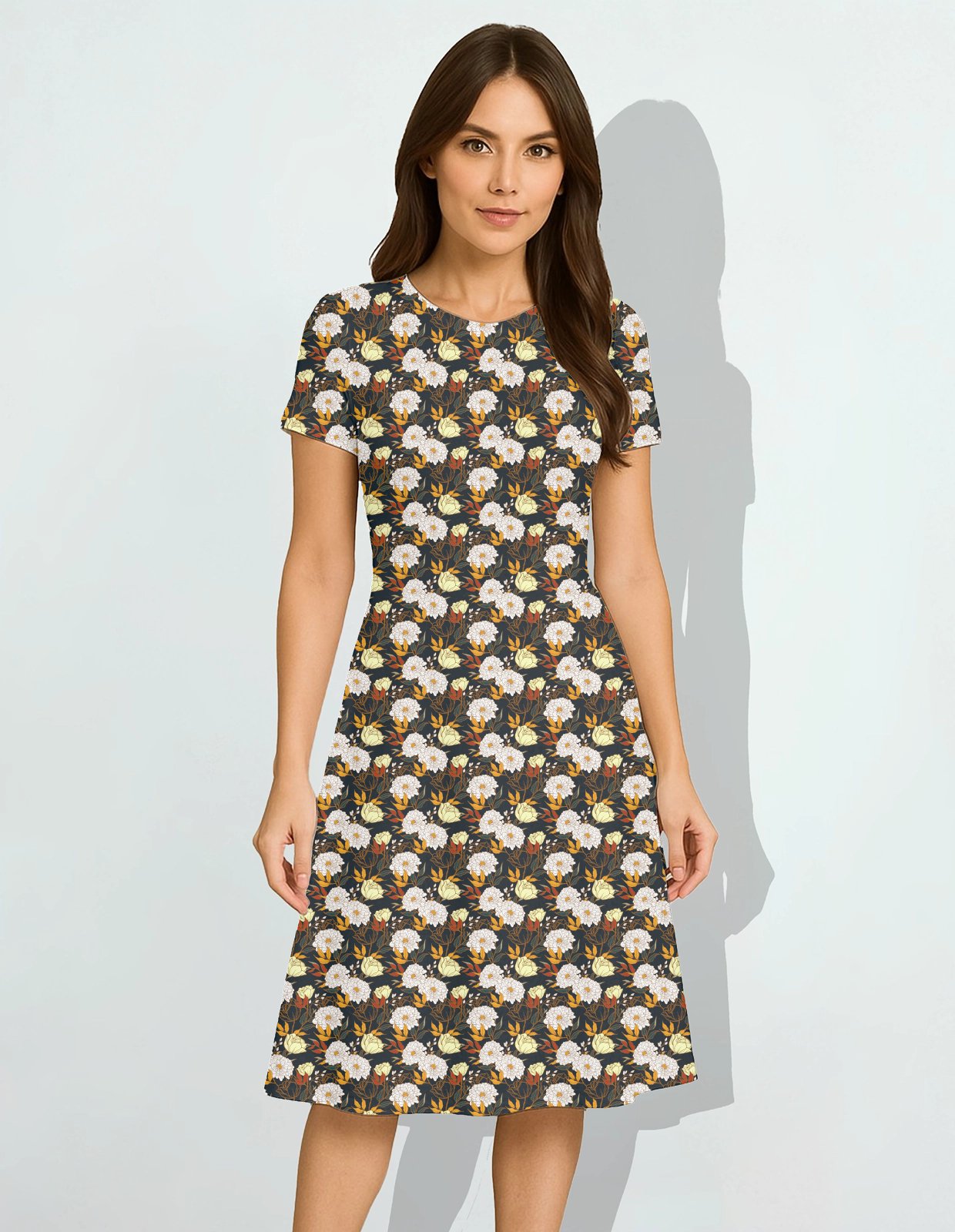 Vintage-Floral Women A Line Dress - Image 1