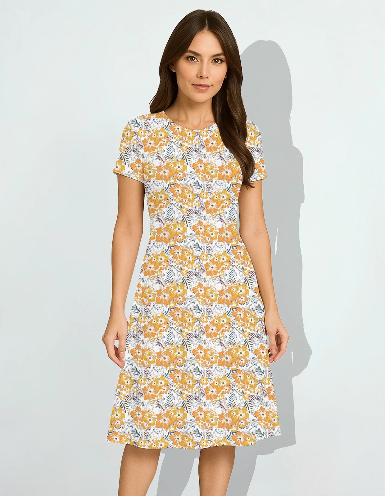 Yellow-Flower Women A Line Dress - Image 1