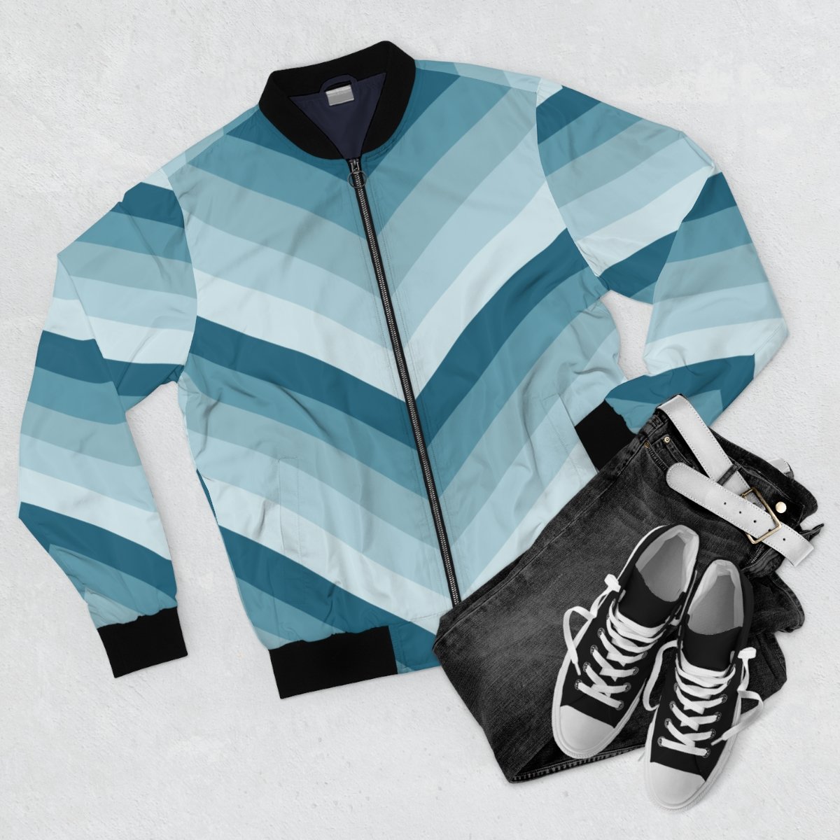 Arctic Ocean Chevron Men Bomber Jacket - Image 4