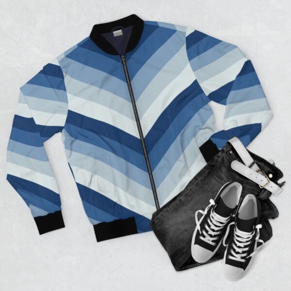 Arctic Twilight Chevron Men Bomber Jacket - Image 4