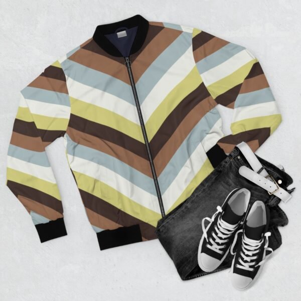 Cozy Cabin Chevron Men Bomber Jacket - Image 4