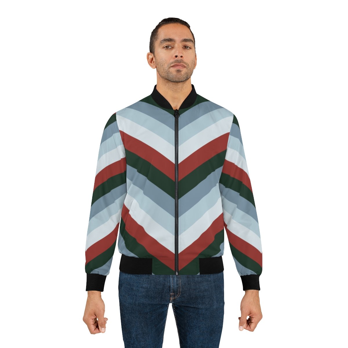 Forest Berries Chevron Men Bomber Jacket - Image 3
