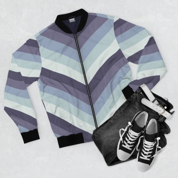 Frosted Lavender Chevron Men Bomber Jacket - Image 4