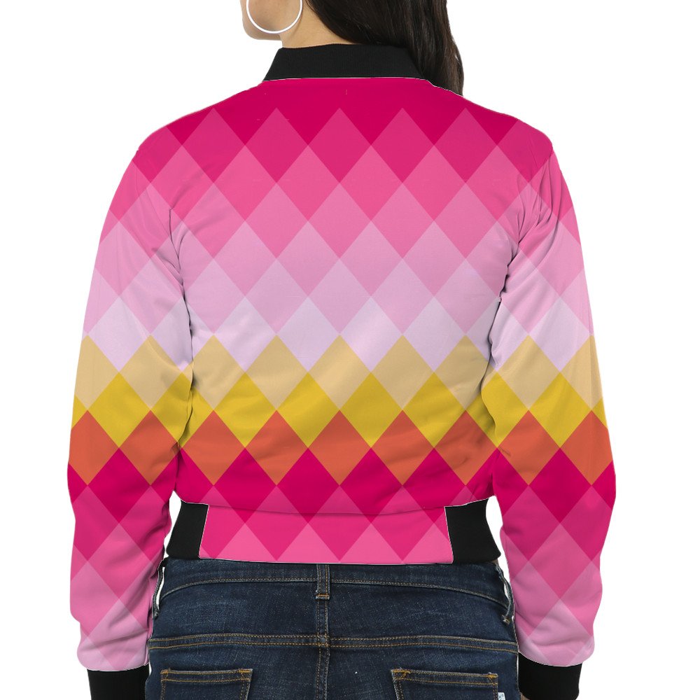 Bubblegum Sunrise LGVGT Women Bomber Jacket - Image 2