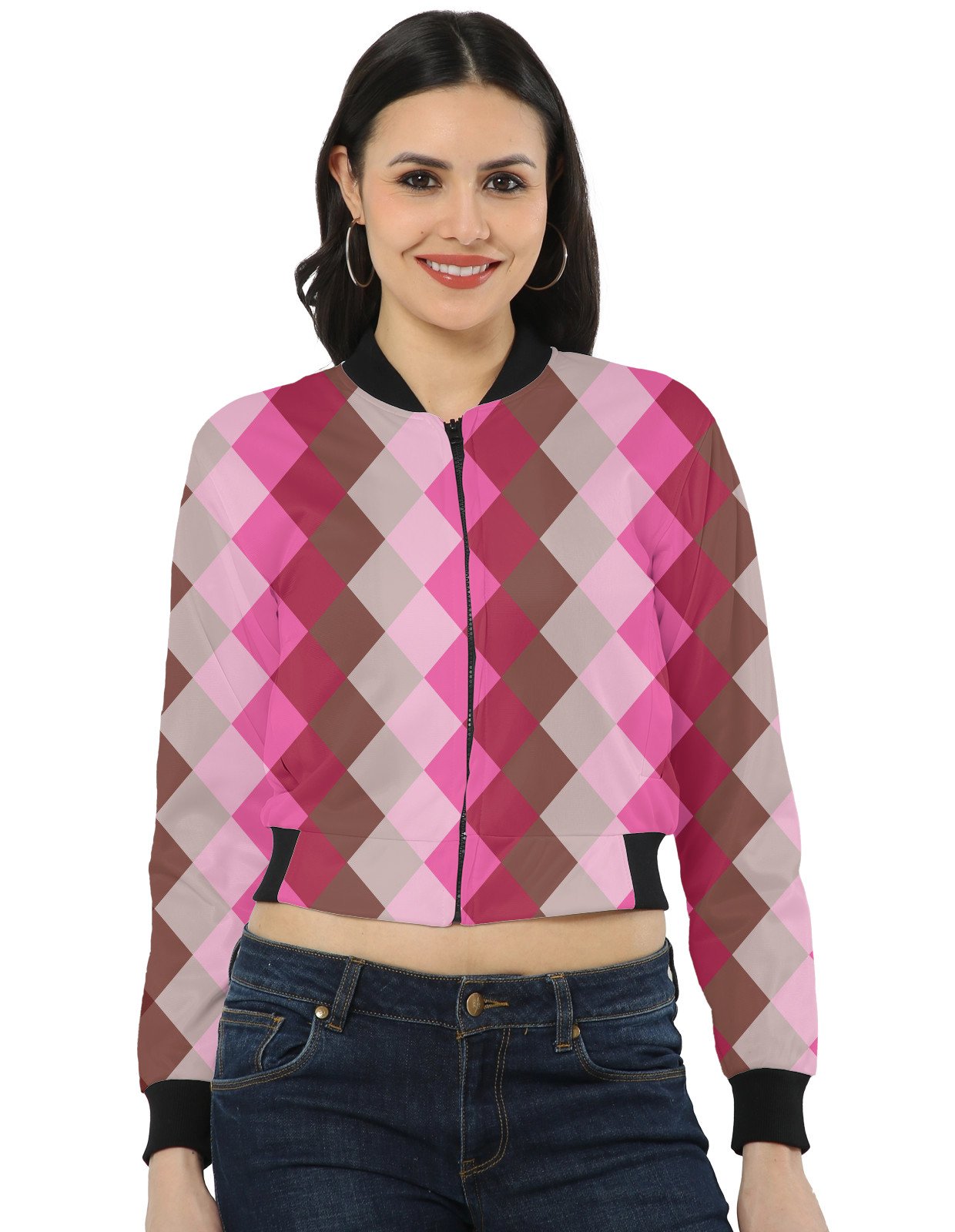 Berry Mocha LGHGT Women Bomber Jacket - Image 1