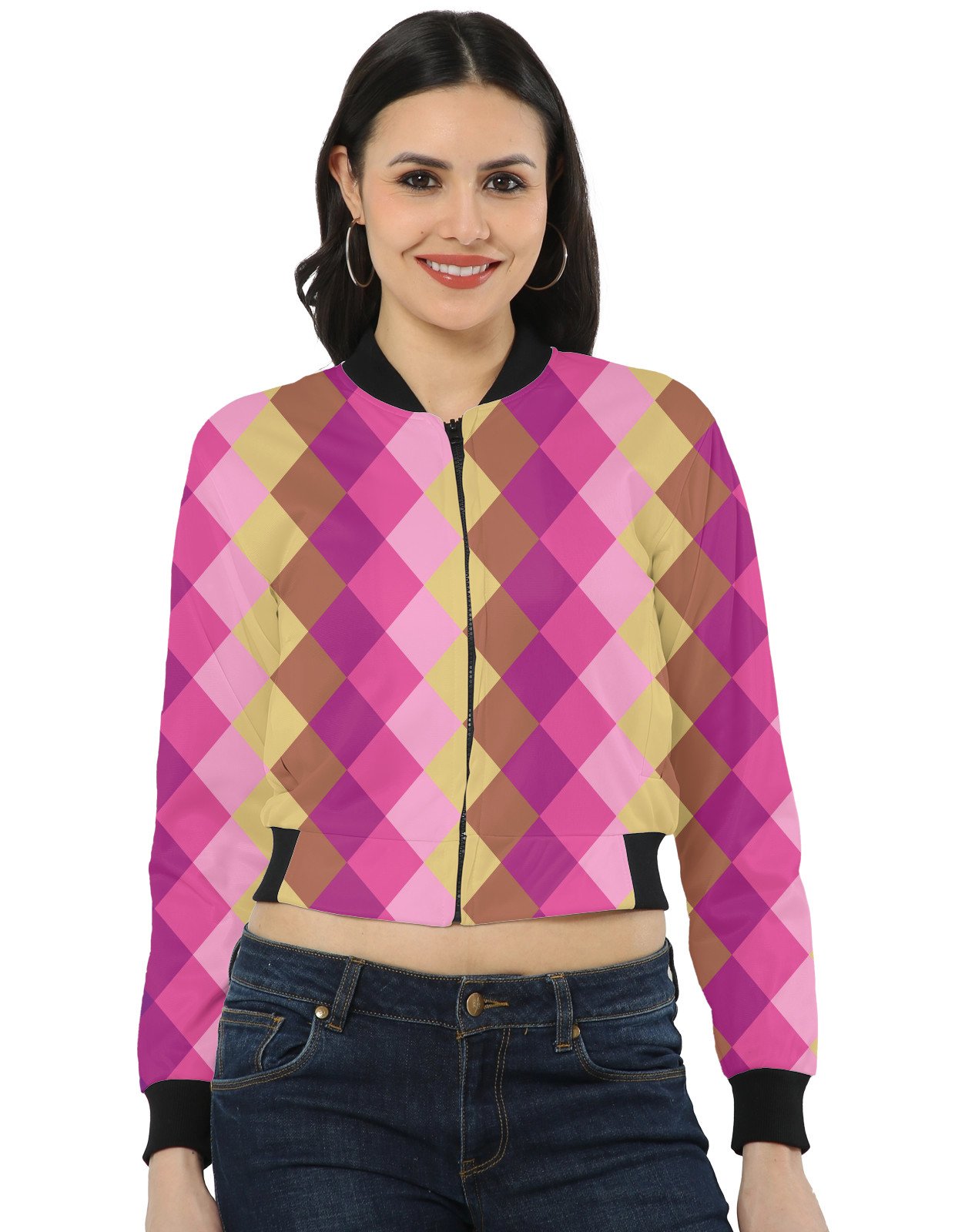 Magenta Berry LGHGT Women Bomber Jacket - Image 1