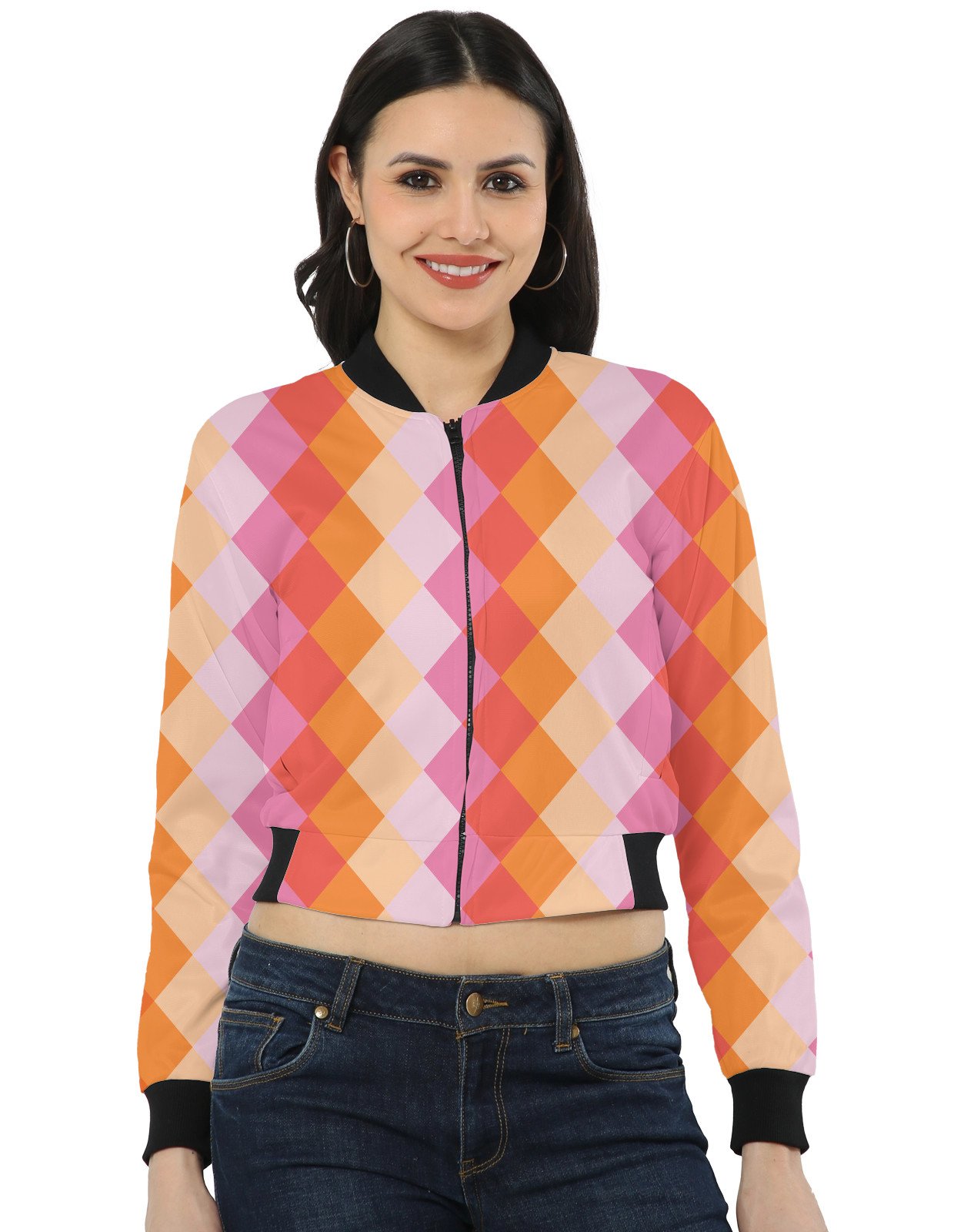Peachy Sunset LGHGT Women Bomber Jacket - Image 1
