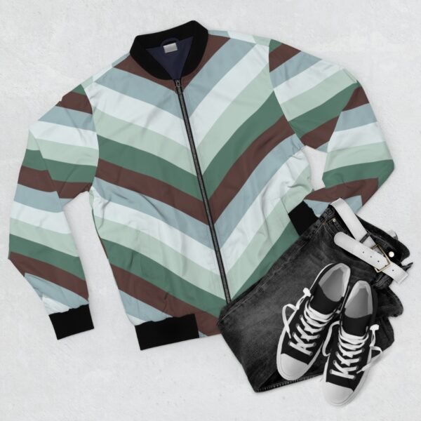 Misty Woods Chevron Men Bomber Jacket - Image 4