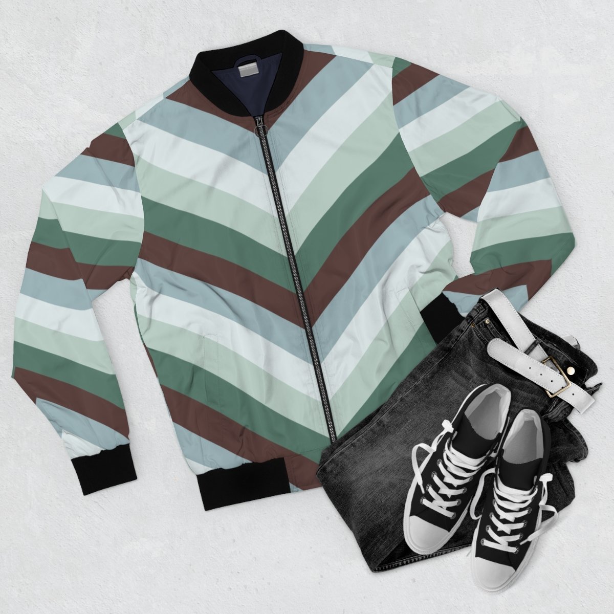 Misty Woods Chevron Men Bomber Jacket - Image 4