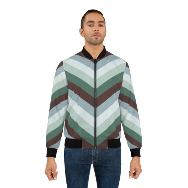 Misty Woods Chevron Men Bomber Jacket - Image 3