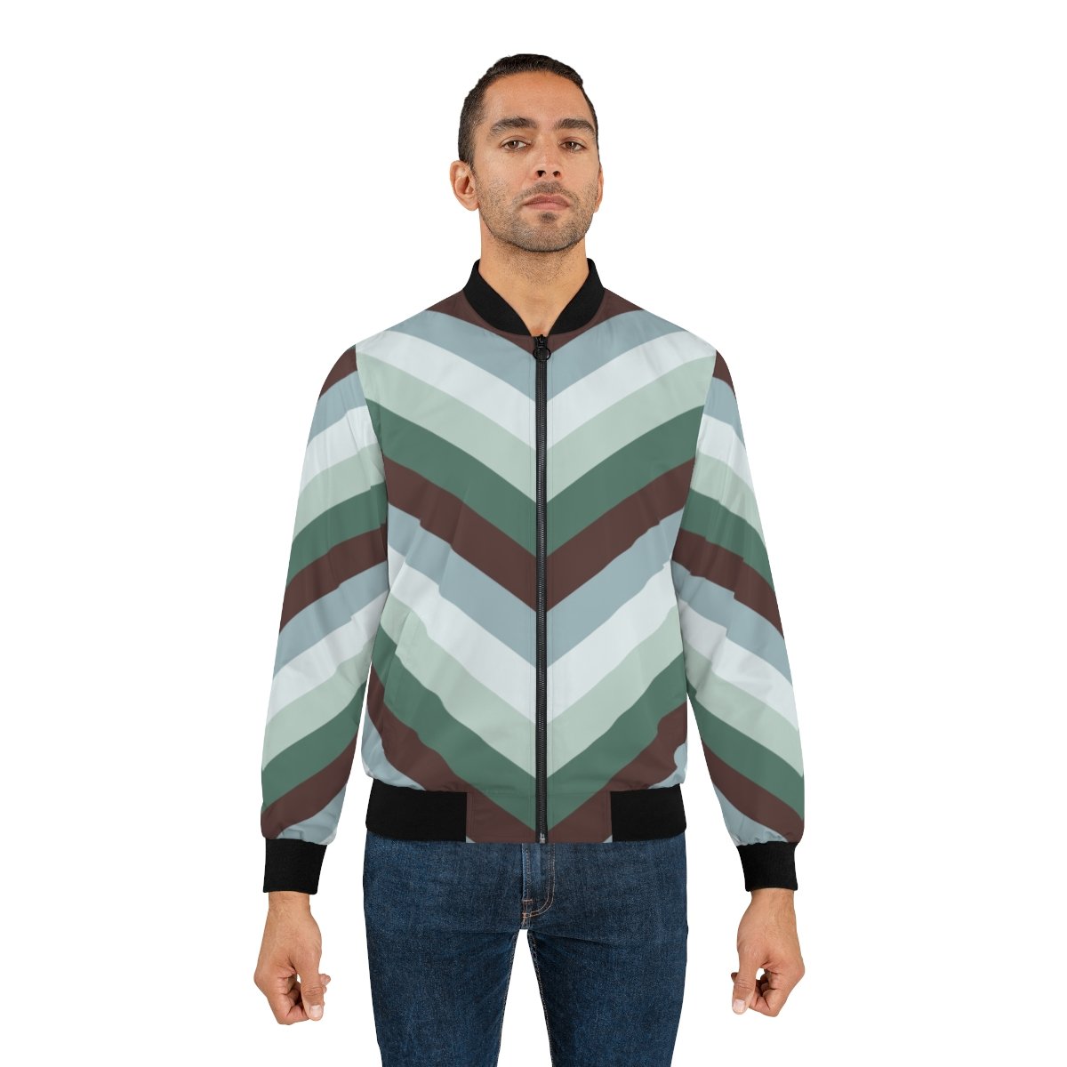 Misty Woods Chevron Men Bomber Jacket - Image 3