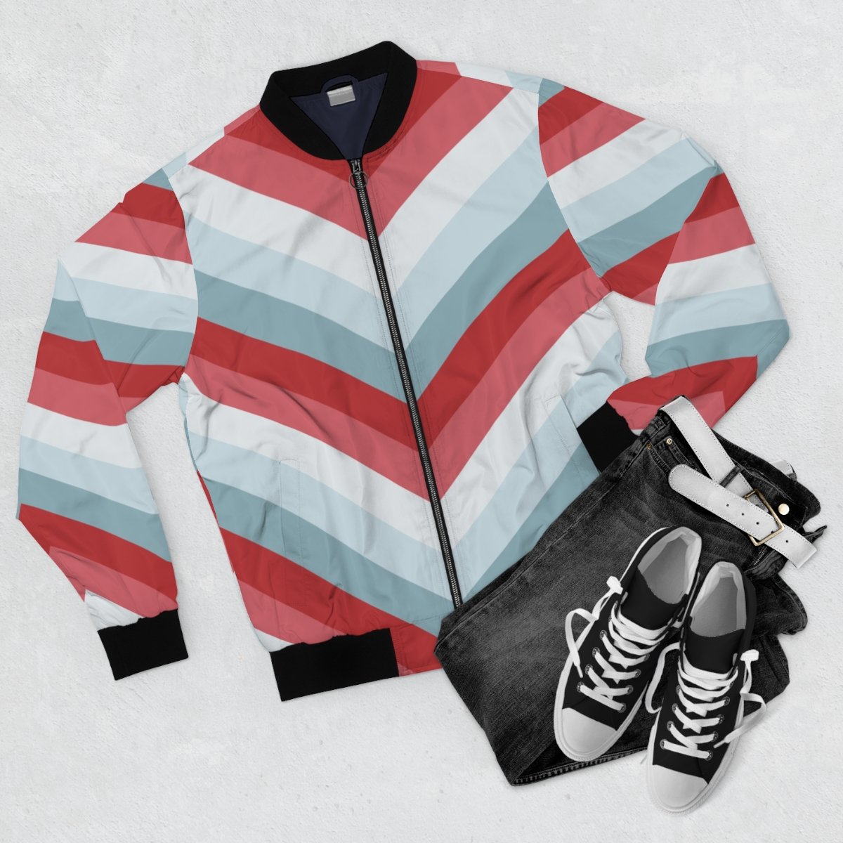 Nordic Sweater Chevron Men Bomber Jacket - Image 4
