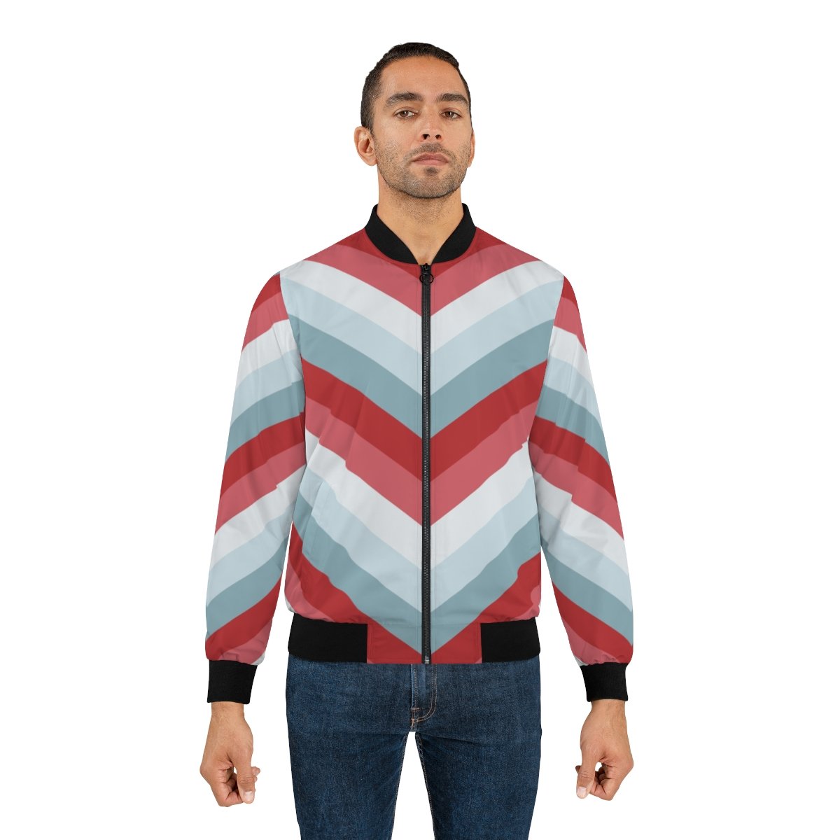 Nordic Sweater Chevron Men Bomber Jacket - Image 3