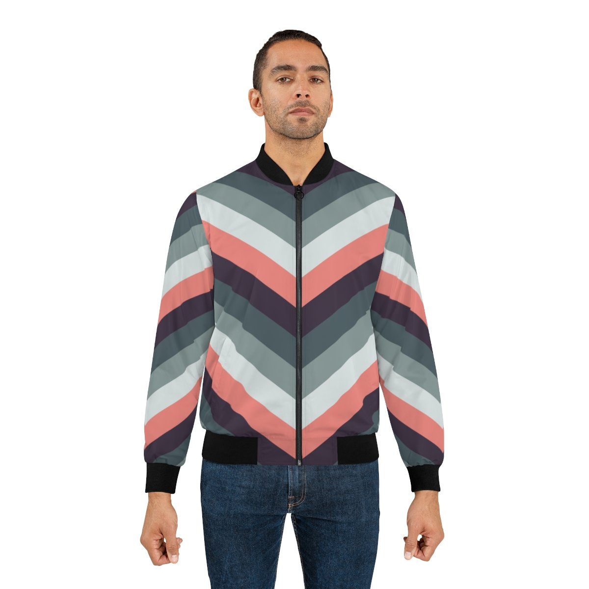 Rosy Cheeks Chevron Men Bomber Jacket - Image 4