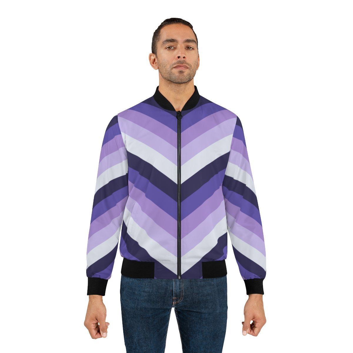 Royal Velvet Chevron Men Bomber Jacket - Image 4