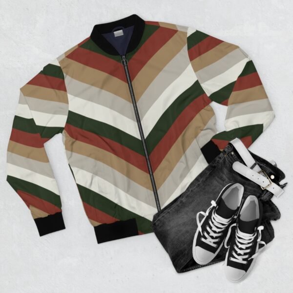 Warm Fireplace Chevron Men Bomber Jacket - Image 2