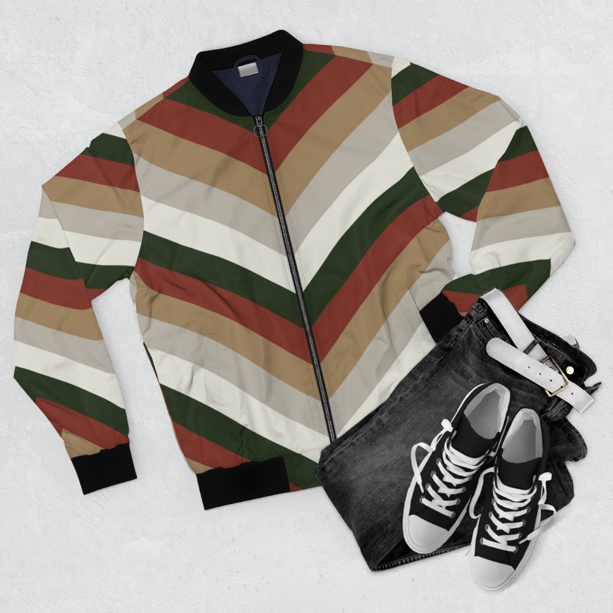 Warm Fireplace Chevron Men Bomber Jacket - Image 2