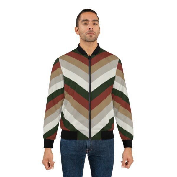 Warm Fireplace Chevron Men Bomber Jacket - Image 4