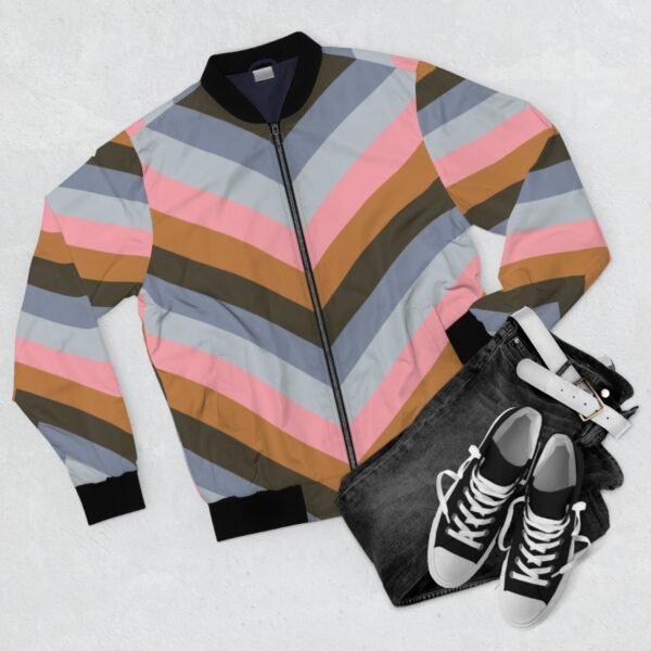 Warm Scarf Chevron Men Bomber Jacket - Image 2