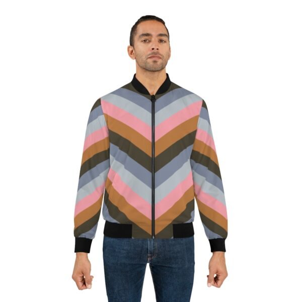 Warm Scarf Chevron Men Bomber Jacket - Image 4