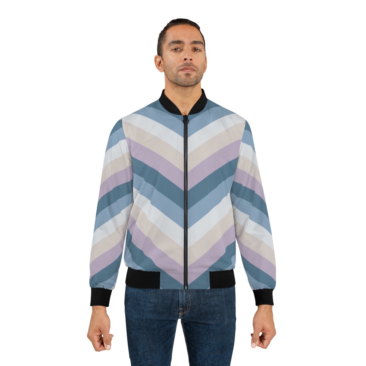 Winter Dawn Chevron Men Bomber Jacket - Image 4