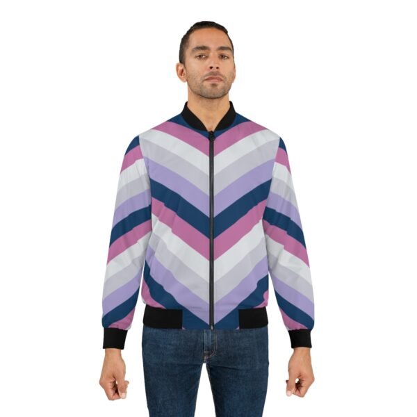 Winter Dusk Chevron Men Bomber Jacket - Image 4