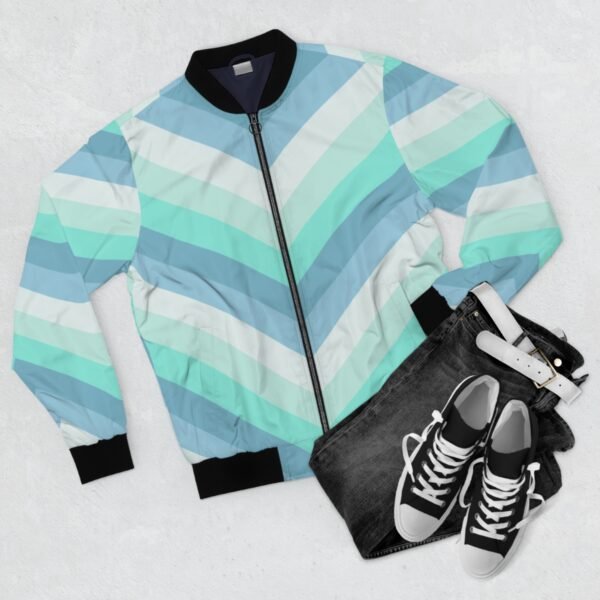 Winter Mint Chevron Men Bomber Jacket - Image 2
