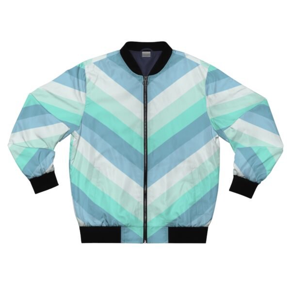 Winter Mint Chevron Men Bomber Jacket - Image 3