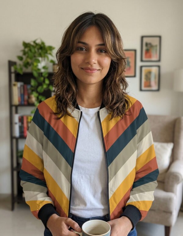 Autumn Veil Chevron Women Bomber Jacket