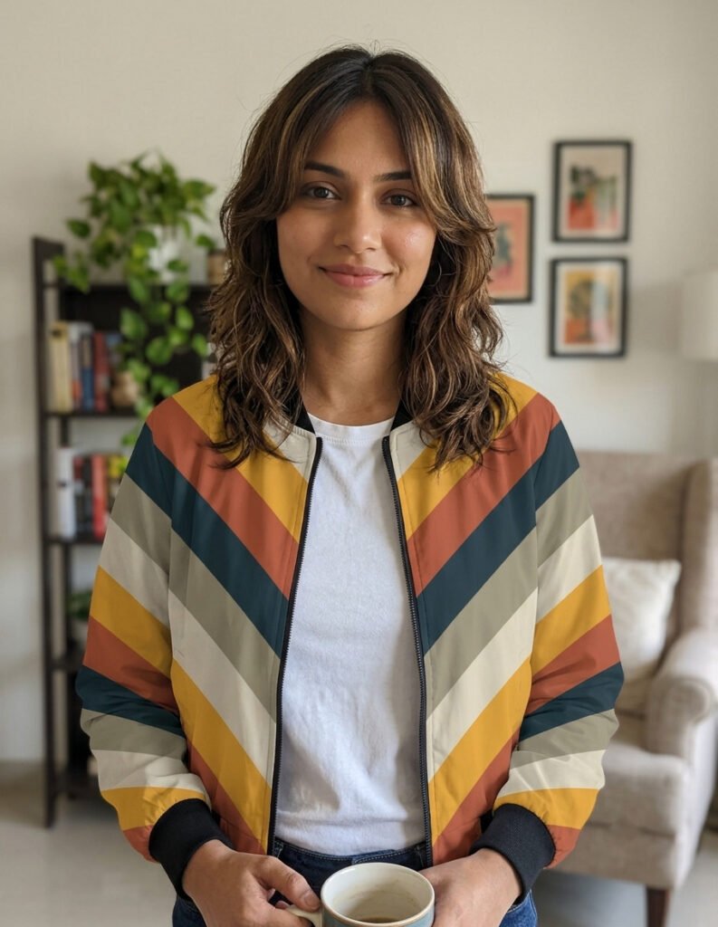Autumn Veil Chevron Women Bomber Jacket